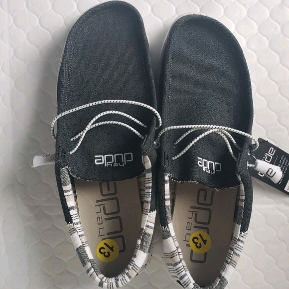 NWT Hey Dude Wally Funk Opal Bolt Black Mens Size 13 Slip-On Casual Shoes - Picture 5 of 9